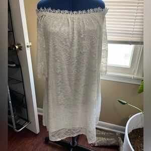 White Lace Off-Shoulder Dress